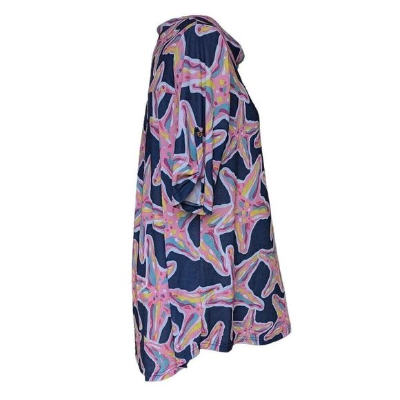 Simply Southern Savannah Starfish Tunic Blouse Size S Pink Blue Yellow Navy Teal - Picture 5 of 8